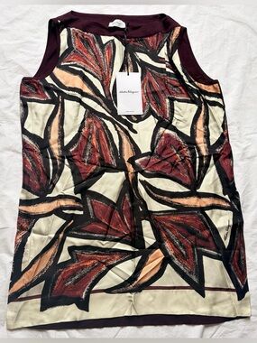 Salvatore Ferragamo Women's Sleeveless Tunic Top in Plum Floral, size S
